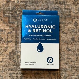 CB Clear Beauty Hyaluronic & Retinol Anti-Aging Sheet Mask - 5ct
